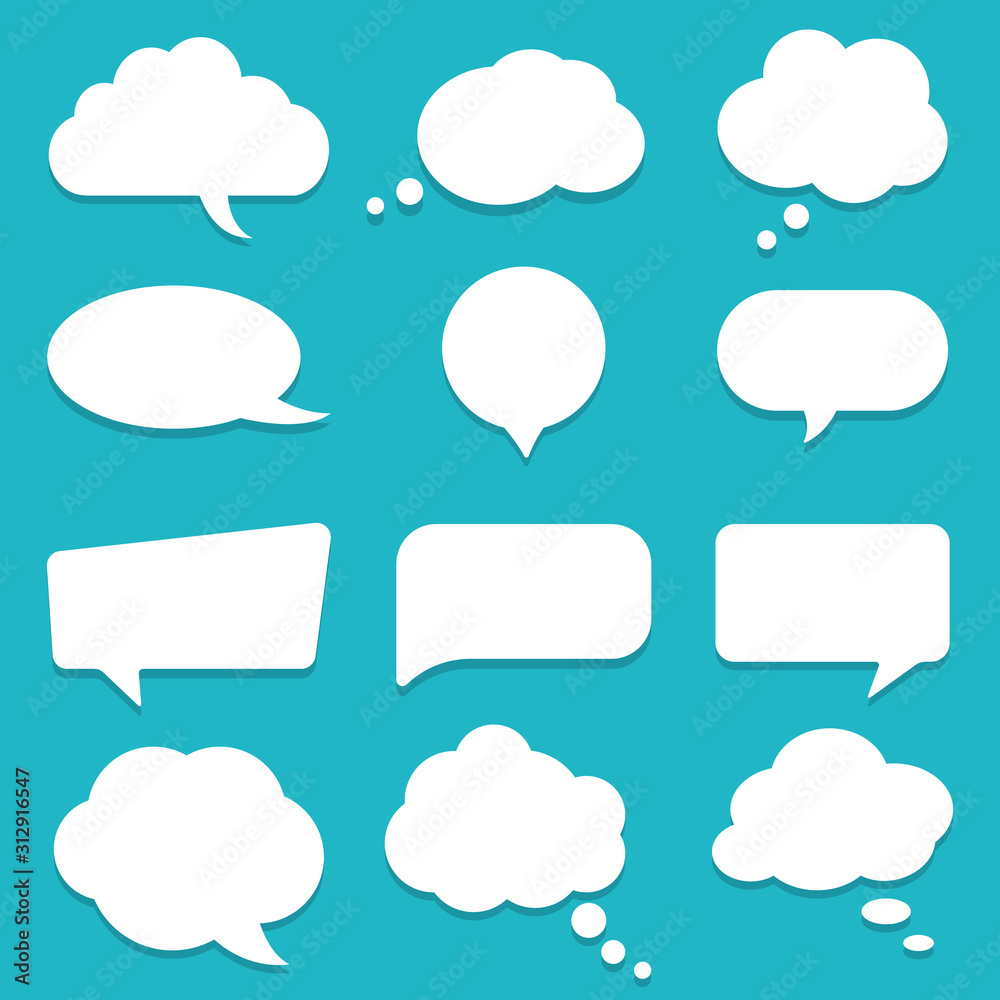 Fototapete set of speech bubble, textbox cloud of chat for comment, post, comic. dialog box icon, message templ