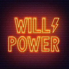 Will Power neon sign on dark background. Vector illustration.