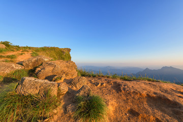 Phu Chi Fa mountain range at Chiang Rai, Thailand.