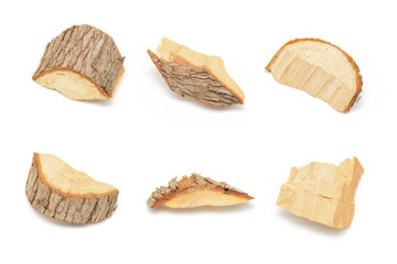 Many pine tree blocks collection on white background