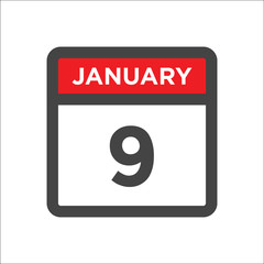 January 9 calendar icon including day of month