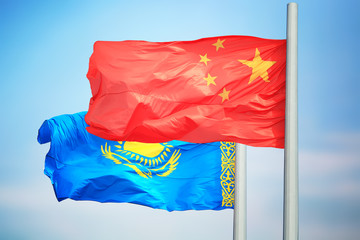 Flags of Kazakhstan and China