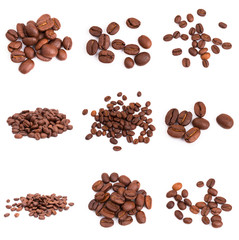 Naklejka premium collage of Coffee beans isolated on a white background area for copy space.