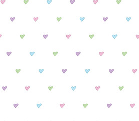 Seamless pattern with simple cute little hearts. Pastel cute colors. Vector.
