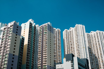 building facade, high rise residential real estate, HongKong -