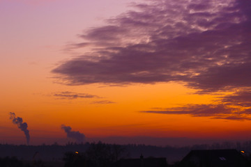 Sunset clouds, dawn, sky, evening