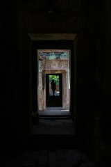 Fototapeta na wymiar Door corridor in angkor cambodia