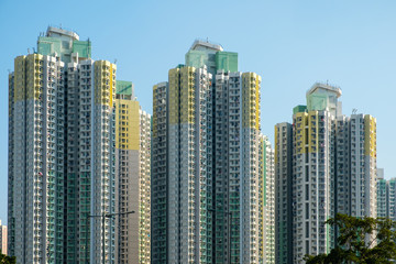 Fototapeta premium building facade, high rise residential real estate, HongKong -