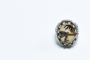 dendritic quartz ring for men 