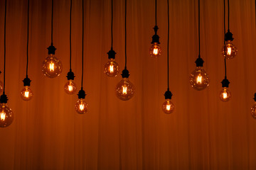 Vintage lights bulb retro style. background for screensaver.