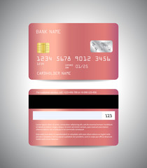 Vector credit cards set with colorful rose gold pink abstract background design