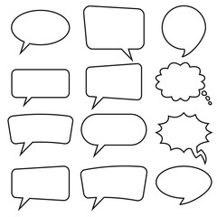 Obraz premium Speech bubble, speech balloon, chat bubble line art vector icon for apps and websites