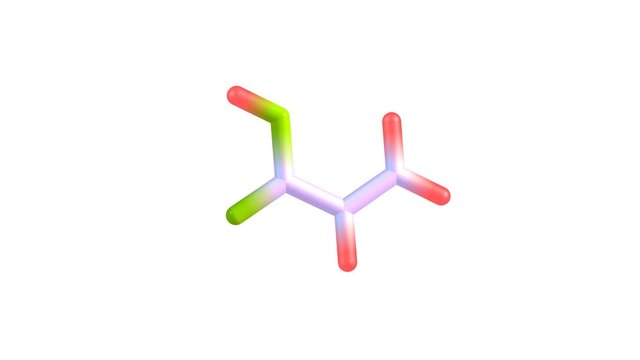 Rotating isolated acrylic acid molecule video