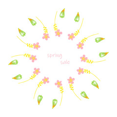 Fototapeta na wymiar poster Spring sales on a floral watercolor background. ?ard, label, flyer, banner design element. Vector illustration
