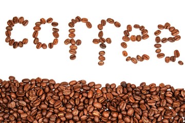 inscription coffee beans cafe and coffee