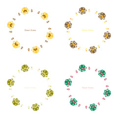 Vector floral set.Colorful purple floral collection with leaves and flowers,drawing watercolor. Spring is here text