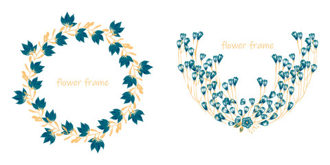Vector floral elements.Colorful floral collection with leaves and flowers,drawing watercolor. Spring is here text