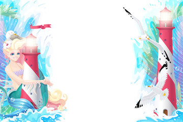 vector cartoon Sea border background