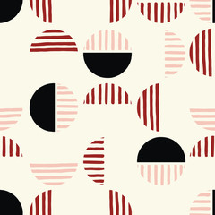 Oversized Retro Geo Dots Vector Seamless Pattern. Modern Abstract Dusty Pink Circles Background