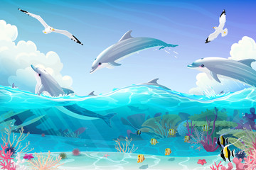 vector cartoon underwater sea clipart