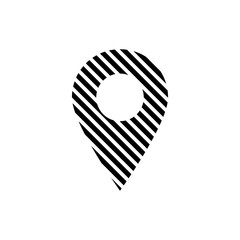 Stripped pin drop icon. geolocation sign or symbol. location map pointer made of lines. isolated on white background. vector illustration