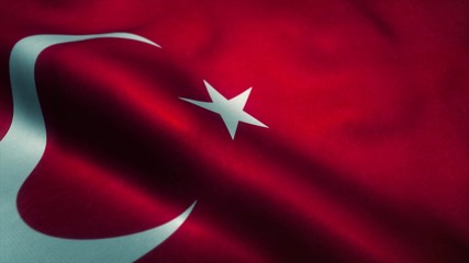 Flag of Turkey - high resolution flag of Republic of Turkey, evolving in the wind. 3D rendering