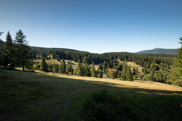 Mountain scenery with the highest peak of Czech republic, Snezka