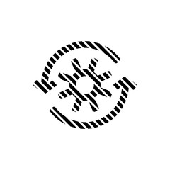 Stripped Gear with reprocessing sign line icon. Update, cycle, arrow made of lines. Stock vector illustration isolated on white background.
