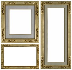 Set of panoramic frames for paintings, mirrors or photo isolated on white background