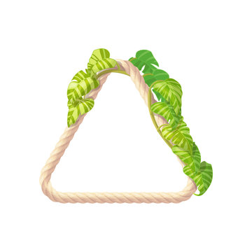 rope triangle frame with green leaves clip art preview