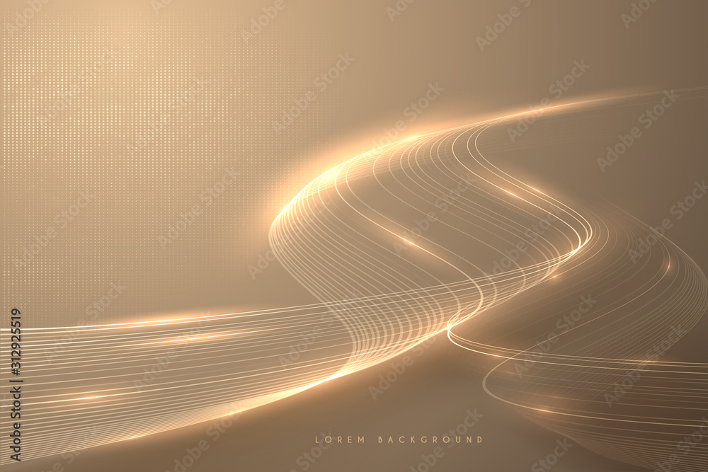 Wall mural Abstract gold light lines background