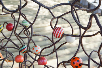 Fototapeta na wymiar beautiful decoration of ceramic bead embroiled with iron wire