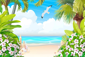 Fototapeta na wymiar vector paradise beach landscape