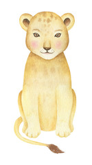 Watercolor Lion Cub Illustration
