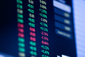 Stock exchange market chart, Stock market data on LED display. Business analysis concept.