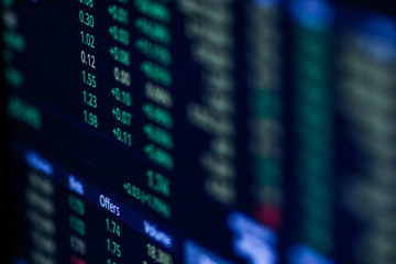 Stock exchange market chart, Stock market data on LED display. Business analysis concept.