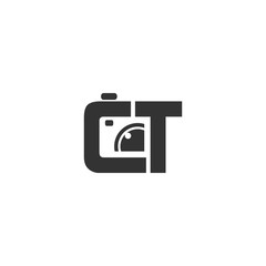 simple typography CT camera vector logo