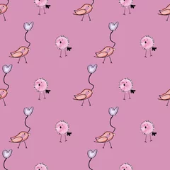 Fotobehang seamless watercolor birds pattern print background design © Doeke