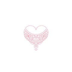 Fototapeta premium Vector ornament line art heart. Illustration for greetings on Valentine's Day.