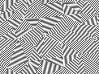 Tapeten Schwarz-weiß Abstrakter gestreifter nahtloser Hintergrund. Schwarz-Weiß-Design - Dreieck kreative Textil endlose Textur. Modisches Polygon wiederholbares Muster
