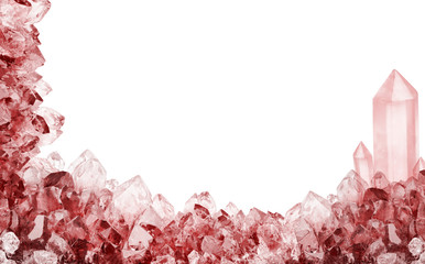 isolated light ruby crystals half frame