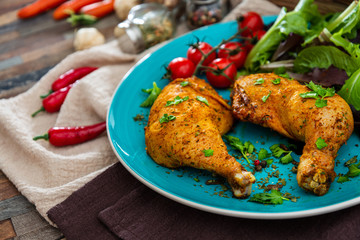 Chicken legs seasoned with curry