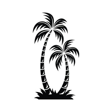 two curved palm trees in a retro style. vecor