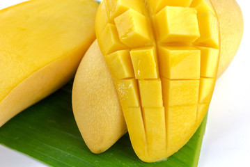 yellow mango on white background