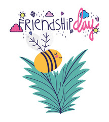 friendship day cute bee flower decoration greeting card