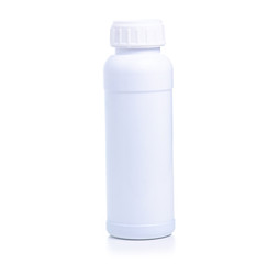 White plastic jar bottle on white background isolation