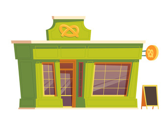 Fast food restaurant or bakery building cartoon vector illustration