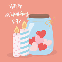 happy valentines day candles jar glass heart love card