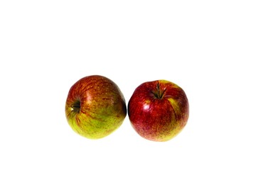Red apples close up view  isolated on white background. Beautiful background.