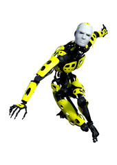 3D Rendering Male Robot on White